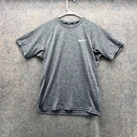 Nike Shirt Men Small Heather Gray Athletic Dri fit Polyester Swim Swoosh - Picture 1 of 13